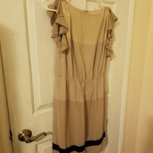 LOFT FLUTTER SLEEVE COLOR BLOCK DRESS